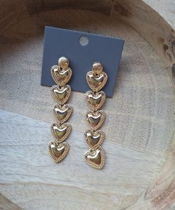 lange Hartjes oordbellen Goud
