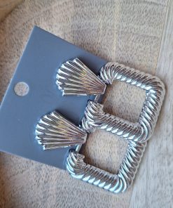Schelp vierkant silver oordbellen