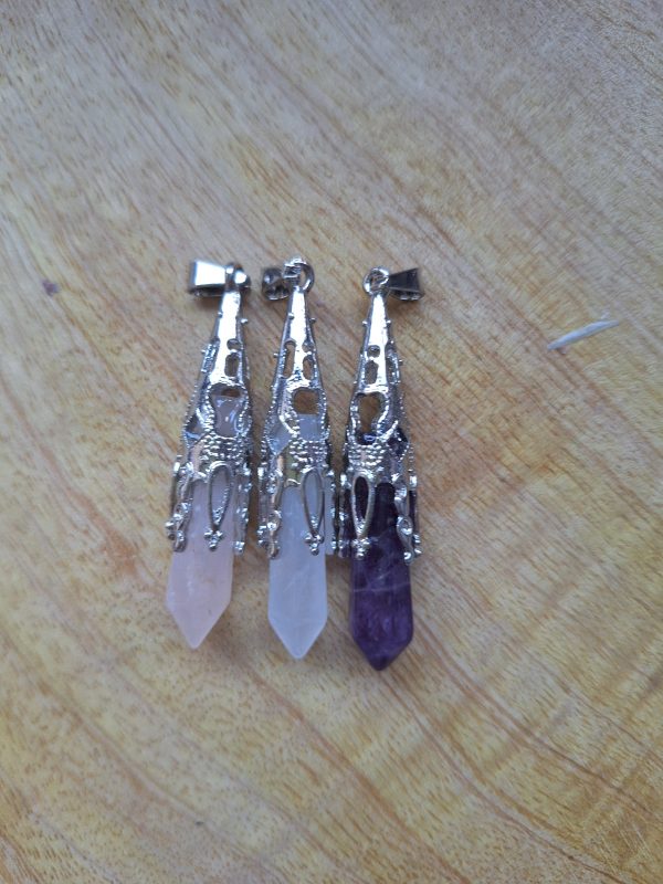 Rozenkwarts, Bergkristal,  Amethist, Hanger