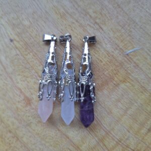 Rozenkwarts, Bergkristal,  Amethist, Hanger