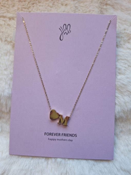 Goud hals Ketting Met hartje M van Mama