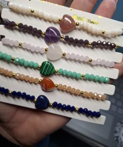 6 edelstenen hart armbandje